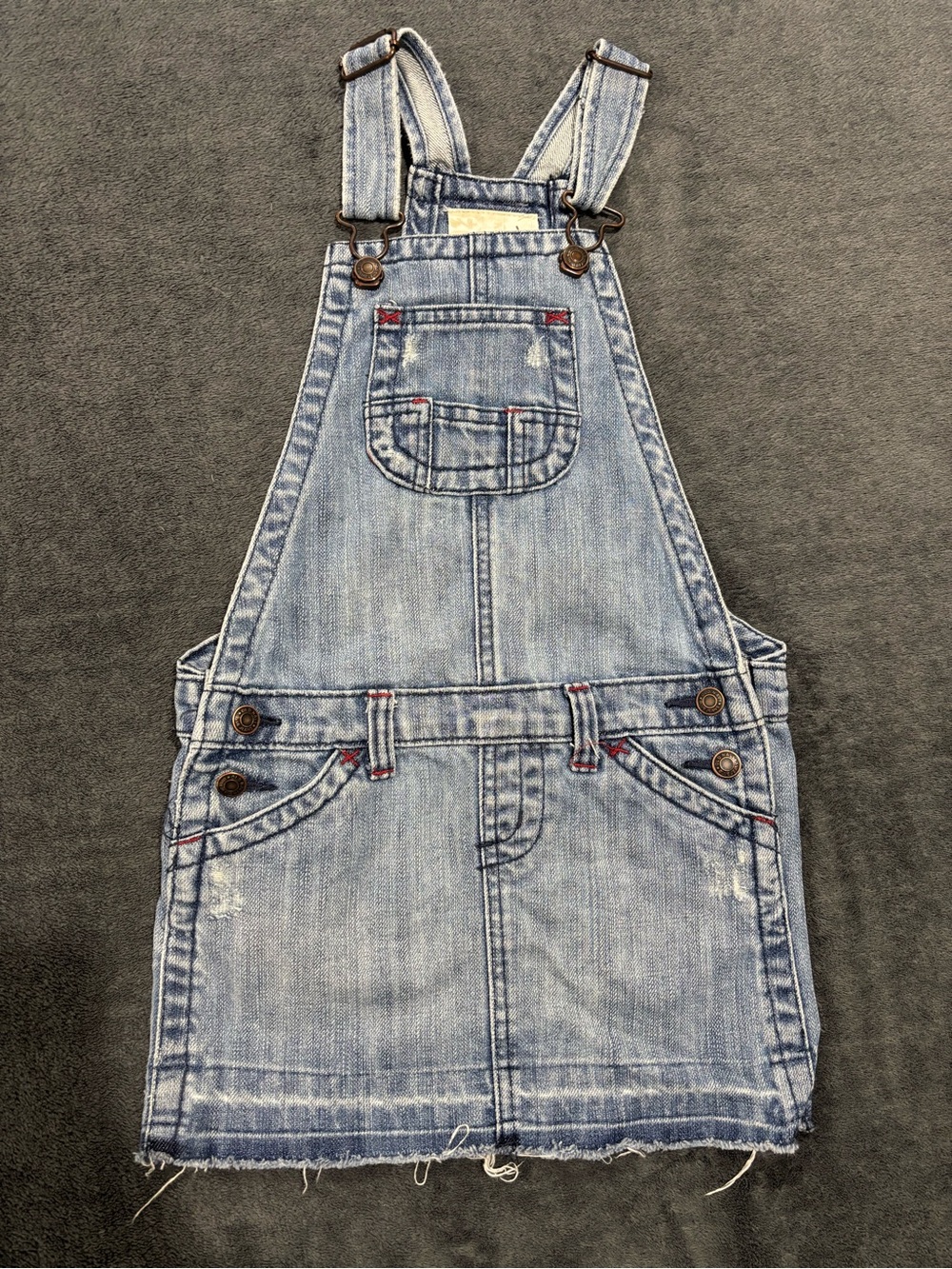 Vintage Old Navy Girls Denim Overall Dress Size XS Light Wash Adjustable Y2K